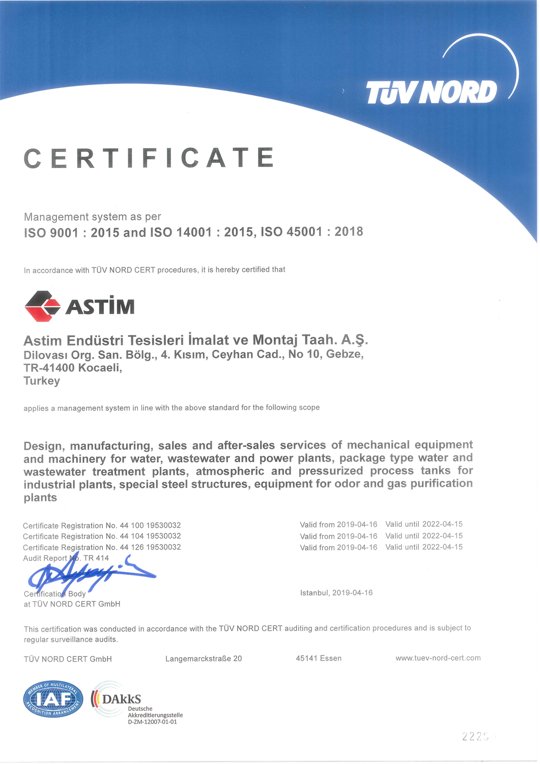 DIN EN ISO 9001/14001/45001:2015